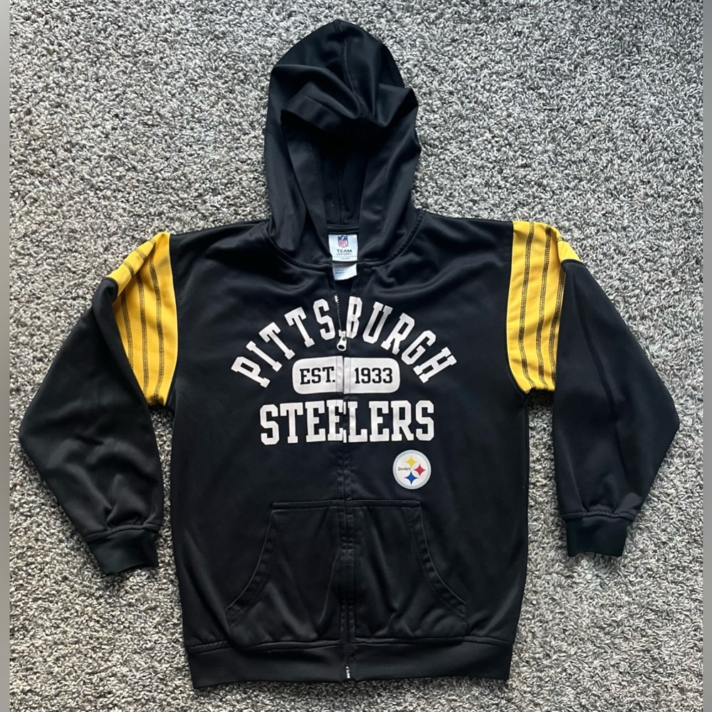 Pittsburgh Steelers NFL Youth Hooded Zip Up Sweatshirt, Sz L 10-12